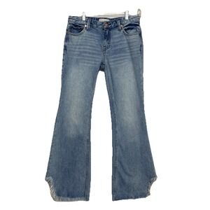 We The Free Flare Jeans Womens 26x30 Raw Hem Boho Festival Wide Leg Denim